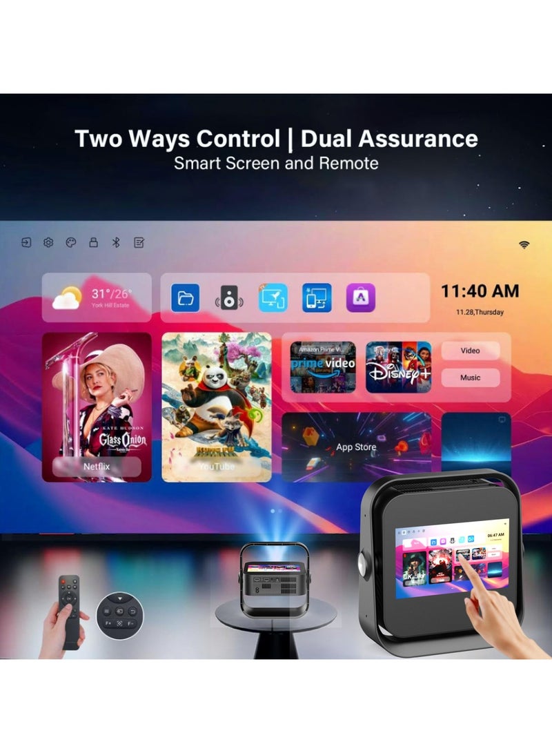 FlashHawk Projector 4K with Touch Screen - 800ANSI Native 1080P Full HD Projector 4k Home Cinema With Wife And Bluetooth 5.4, 【Official Licensed Google TV/Netflix】Auto Focus & Keystone Portable Mini Outdoor Projector - Image 2